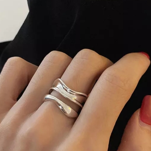 Jewelry - 925 Stering Silver Double Wave Ring